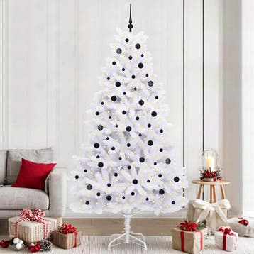 vidaXL Kunstmatige Hinged Kerstboom Wit 240 cm PVC en Staal, Verzenden, Nieuw