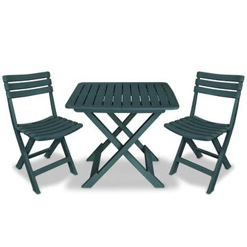 vidaXL 3-delige Bistroset inklapbaar kunststof groen, Tuin en Terras, Verzenden, Nieuw
