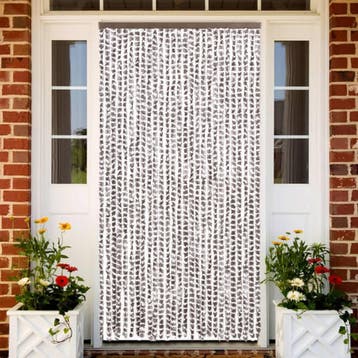 vidaXL Vliegengordijn 118x220 cm chenille taupe en wit, Verzenden