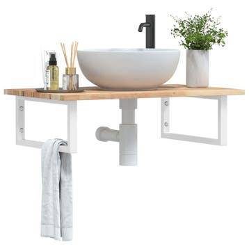 vidaXL Badkamer wandschap staal en massief acaciahout, Verzenden, Nieuw