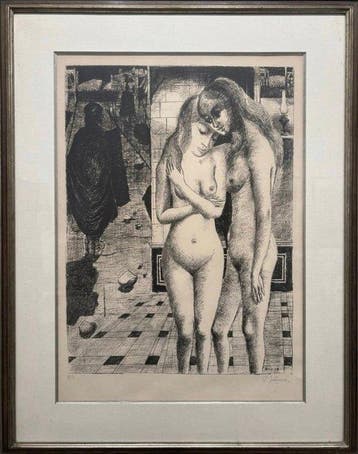 Paul Delvaux (1897-1994) - Les Captives, Antiquités & Art