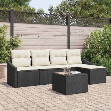 vidaXL Bankstel 5 st Bruin en Crème poly rattan, Verzenden