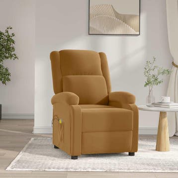vidaXL Massagestoel elektrisch verstelbaar fluweel bruin, Verzenden, Nieuw