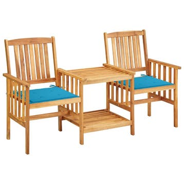 vidaXL Tuinstoelen met tafeltje en kussens massief, Verzenden