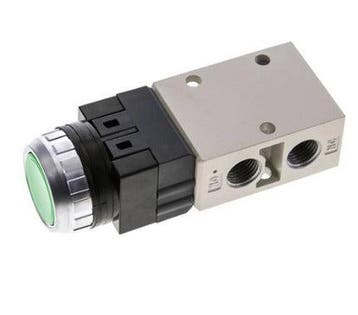 vanne à bouton poussoir 3/2 G1/4 vert 0-8bar/0-112psi YPC, Verzenden