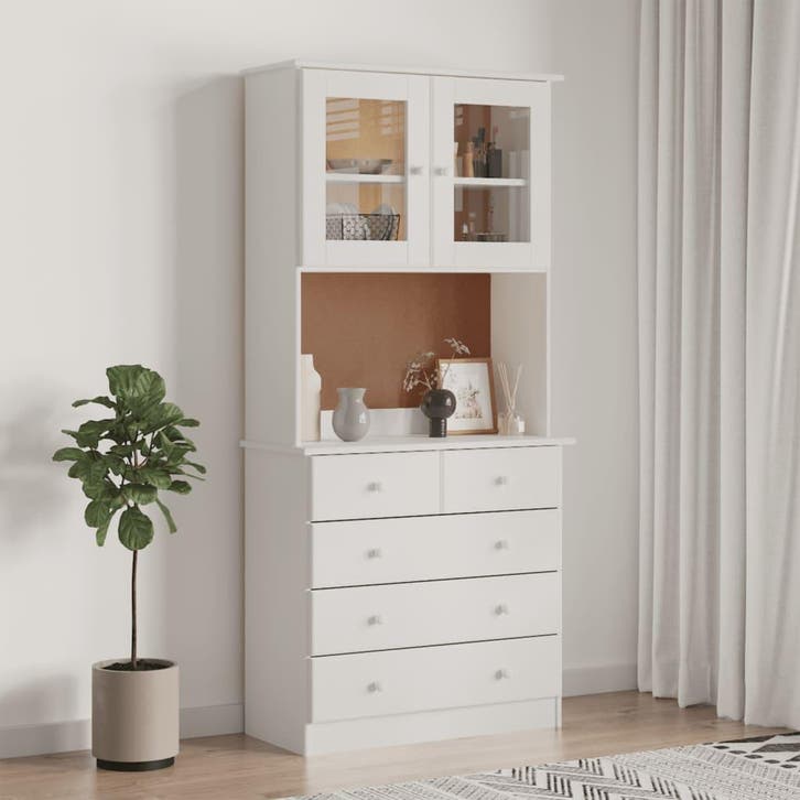 vidaXL Hoge kast ALTA 77x35x165 cm massief grenenhout wit, Maison & Meubles, Armoires | Dressoirs, Envoi