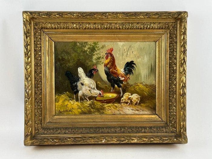 Nederlandse school (XX) - A farmyard with poultry, Antiek en Kunst, Kunst | Schilderijen | Klassiek