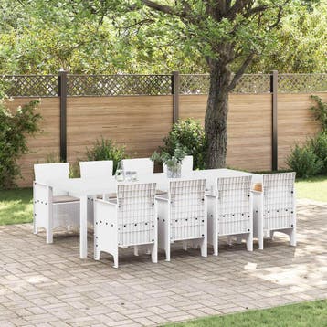 vidaXL Tuin Eettafel Set 9 st Lichtgrijs Polypropyleen, Verzenden