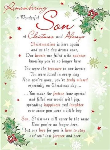 Rouwkaart herdenkingskaart a wonderful son christmas &, Nieuw