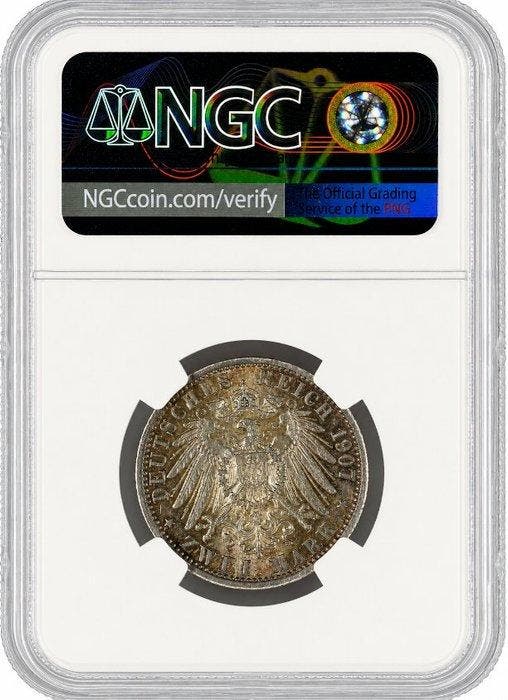 Duitsland, keizerrijk Wilhelm II. 2 Mark 1907 - NGC AU58, Postzegels en Munten, Munten | Europa | Niet-Euromunten