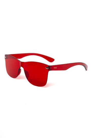 KIMU® Zonnebril Way Farer Zonder Montuur Rode Glazen Dames H, Ophalen of Verzenden