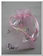Cadeauzakje giftbag Organza Butterfly Rose Zilver 7x9 cm, Nieuw