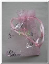 Cadeauzakje giftbag Organza Butterfly Rose Zilver 7x9 cm