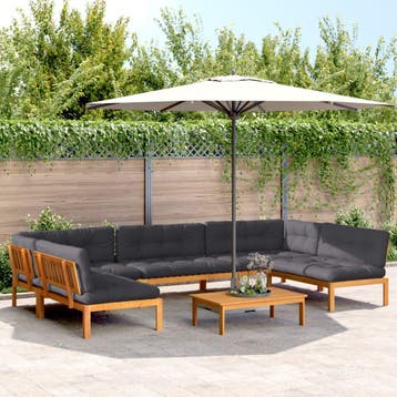 vidaXL 6-delige Loungeset pallet met kussens massief, Verzenden, Nieuw