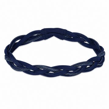 Haarband Sport 3cm - Glitter - Gevlochten Elastiek - Blauw, Nieuw