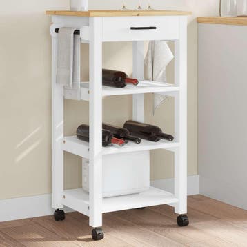 vidaXL Keukentrolley MONZA 48x40x88,5 cm massief grenenhout, Huis en Inrichting, Verzenden, Nieuw