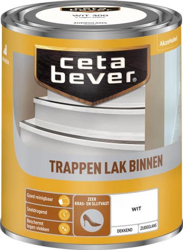Cetabever Trappenlak Binnen Dekkend Zijdeglans Wit 2.25L, Verzenden, Nieuw, Wit