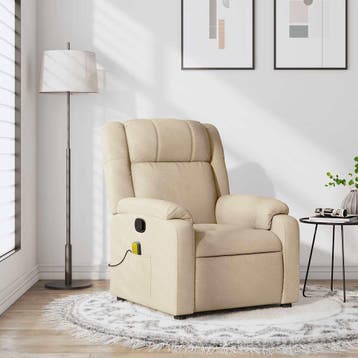 vidaXL Massagestoel met crèmekleurige stof, Maison & Meubles, Fauteuils, Verzenden
