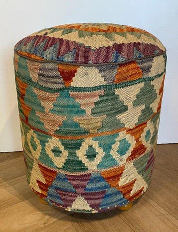 Kelim Poef(Ongebruikt/Nieuw) - Tapijt - 38 cm - 38 cm