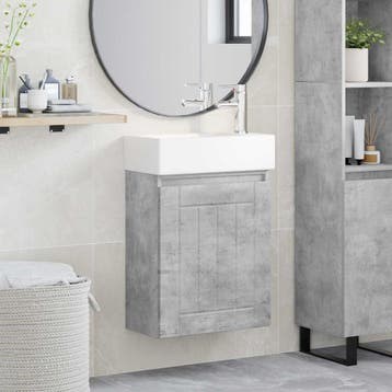 vidaXL Badkamermeubel met kraan Betongrijs 45,5 x 25,5 x 84, Verzenden, Nieuw