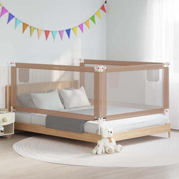 vidaXL Bedhekje peuter 200x25 cm stof taupe, Verzenden