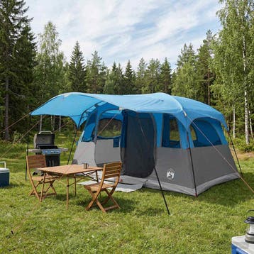 vidaXL Tunneltent 10-persoons Blauw Polyester en Staal, Verzenden, Nieuw