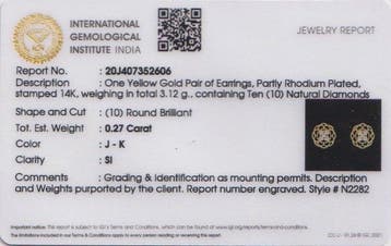 Boucles doreilles cloutées - 14 carats Or jaune - 0.27ct.