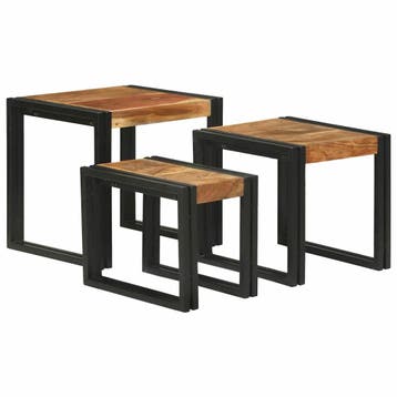 vidaXL Nesttafel 3 st Bruin en Zwart 50 x 40 x 45 cm, Verzenden, Nieuw