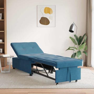 vidaXL Slaapbank / zetel Blauw 194 x 67 x 82 cm Fluweel, Huis en Inrichting, Zetels | Zetels, Verzenden, Nieuw