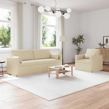 vidaXL bank / zetelstel 2 st Crème Stof, Huis en Inrichting, Zetels | Zetels, Verzenden, Nieuw