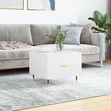 vidaXL Salontafel 50x50x40 cm bewerkt hout hoogglans wit, Verzenden