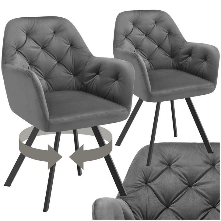 Fluwelen draaistoel Lucia, gestoffeerd, Maison & Meubles, Chaises, Envoi