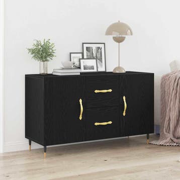 vidaXL Dressoir Zwart Eiken 100 x 36 x 60 cm Bewerkt hout, Huis en Inrichting, Kasten | Dressoirs, Verzenden, Nieuw