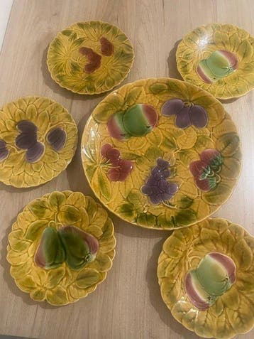 Sarreguemines - Dessertservies (6) - Aardewerk, Glazuur -