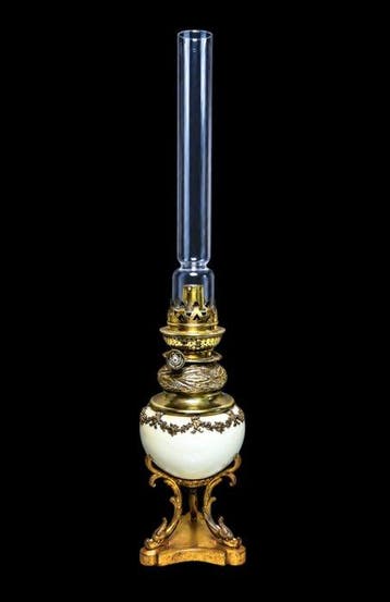 Napoléon III - Lampe à pétrole - Céramique, Bronze