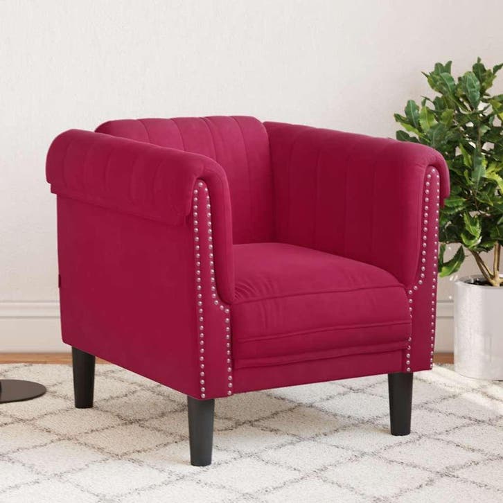 Zetel fluweel wijnrood | Retour Deal | Luxeprobleem Opgel..., Maison & Meubles, Fauteuils, Envoi