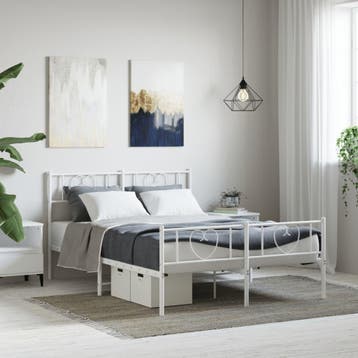 vidaXL Bedframe met hoofd- en voeteneinde metaal wit 160x200, Verzenden, Nieuw