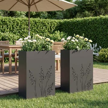 vidaXL Plantenbak 2 st Zwart 50 x 30 x 75 cm Koudgewalst, Verzenden, Nieuw