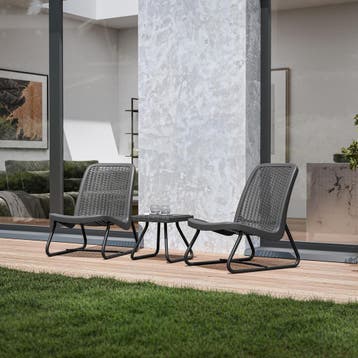 Wicker zitgroep Modica voor 2 personen, ergonomisch - grijs, Tuin en Terras, Verzenden, Nieuw