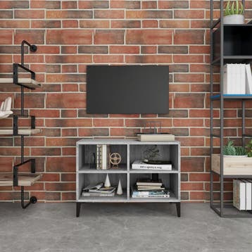 vidaXL Tv-meubel met metalen poten 69,5x30x50 cm grijs, Huis en Inrichting, Kasten |Televisiemeubels, Verzenden, Nieuw