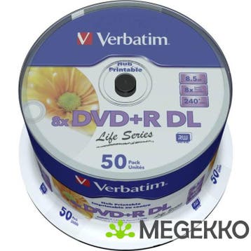 Verbatim DVD+R DL 8X 50st Spindle Printable, Verzenden