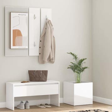 vidaXL Garderobe set bewerkt hout hoogglans wit, Huis en Inrichting, Verzenden, Nieuw