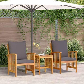 vidaXL Tuinbank Set 3 st Olie Natuurlijk Massief Acacia Hout, Verzenden