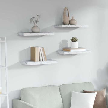 vidaXL Wandplank 4 st Wit Marmer 50 x 23,5 x 3,8 cm Bewerkt, Verzenden, Nieuw