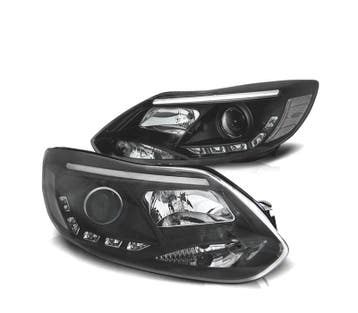 Phares Pour Ford Focus 11-14 Tube Light Led Fond Noir, Verzenden