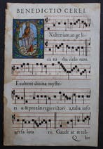 Choralbuch,Missale Romanum,mit koloriertem Holzschnitt -, Antiek en Kunst