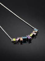 Meerdere edelstenen Regenboog Baguette Halsketting - 925