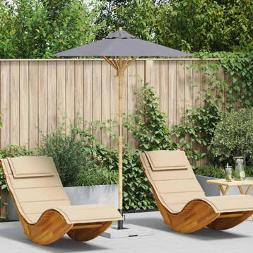 vidaXL Tuinparasol Rond Ø 150 x 210 cm Bamboe Donkergrijs, Verzenden, Nieuw