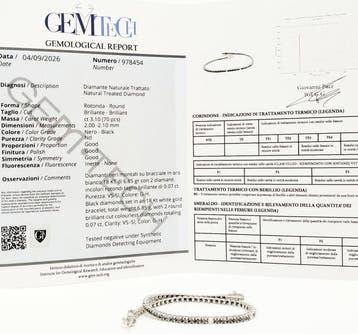 Armband - 18 karaat Witgoud Diamant (Natuurlijk) - Diamant, Handtassen en Accessoires, Nieuw