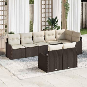 vidaXL Tuinbank Set Bruin poly rattan, Tuin en Terras, Verzenden, Nieuw